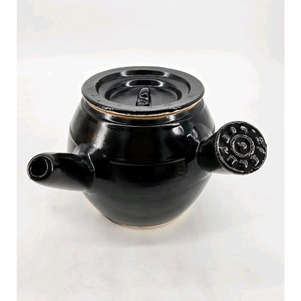 Chinese Kyussu Yokode Stoneware Traditional Handle Teapot Medicine Pot Large